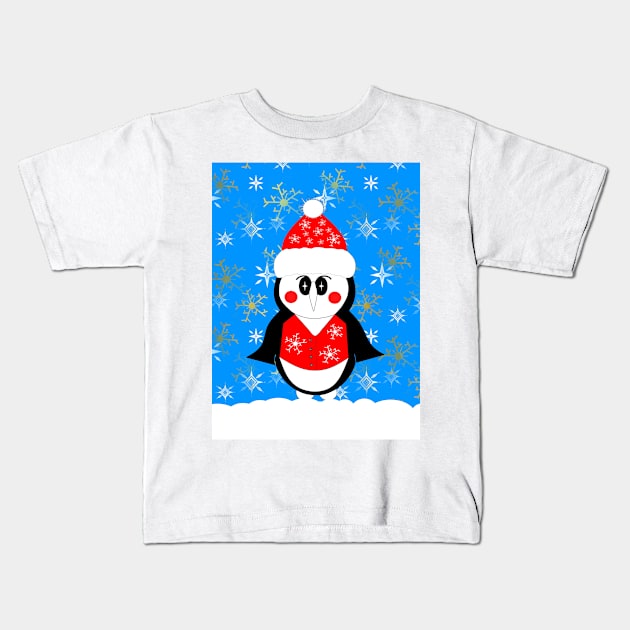 CHRISTMAS Penguin Winter Wonderland Kids T-Shirt by SartorisArt1